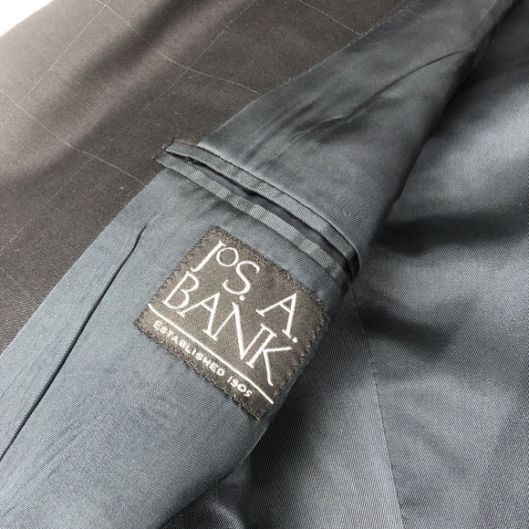 Jos. A. Bank Mens Blazer Box Plaid Black 2 Button Wool & Cashmere Blend 42R - Picture 10 of 16